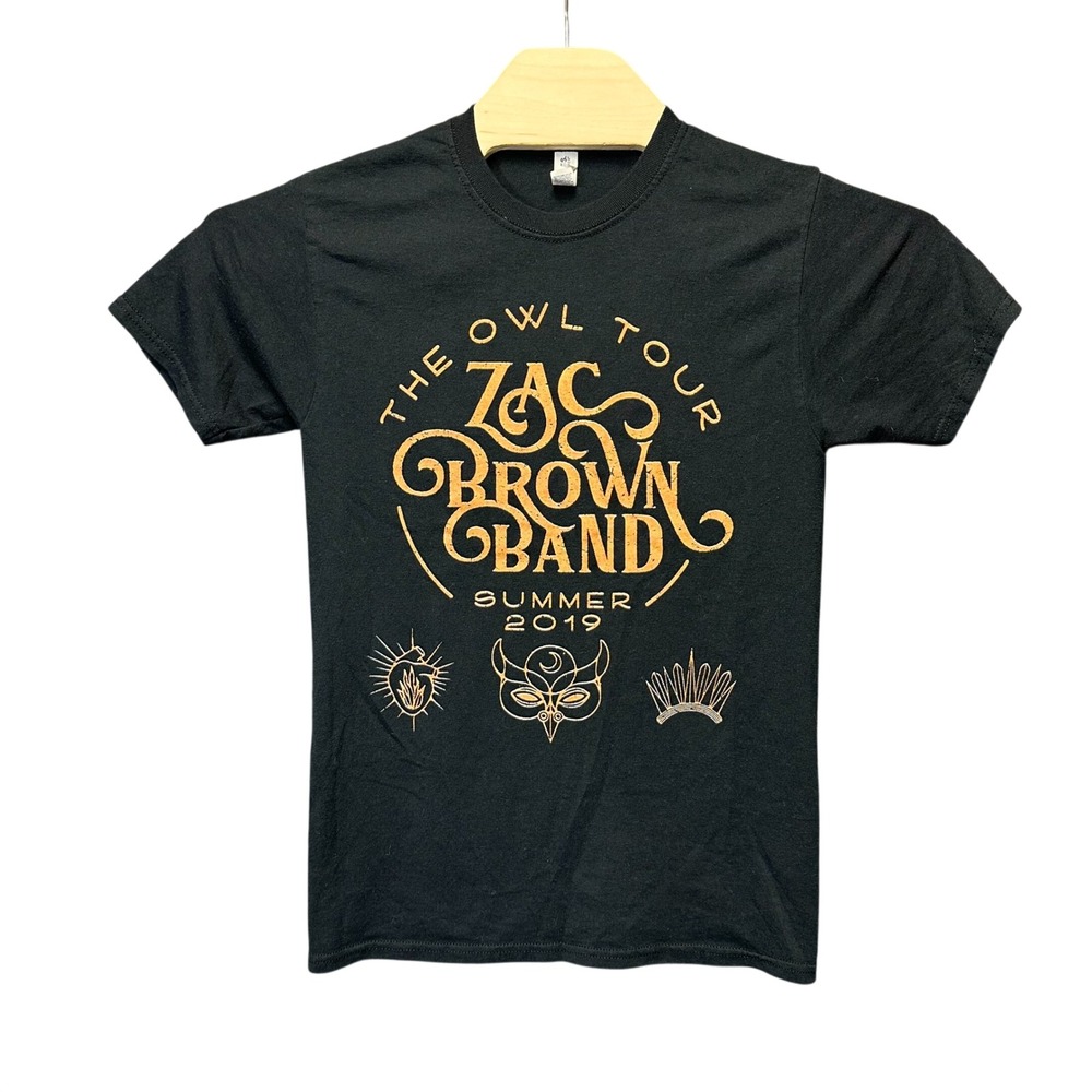 Zac Brown Band The Owl Tour 2019 Shirt Mens Small Black Jerzees Dri-Power Tee